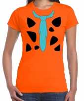 Fred holbewoner verkleedkleding t-shirt oranje voor dames