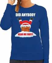Fun kerstsweater verkleedkleding did anybody hear my fart blauw voor dames