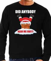 Fun kerstsweater verkleedkleding did anybody hear my fart zwart voor heren