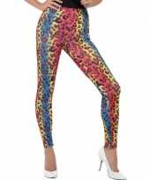 Gekleurde luipaardprint 80s legging verkleed verkleedkleding voor dames