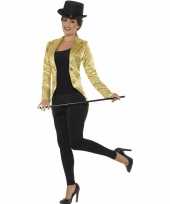Gouden slipjas met pailletten verkleed verkleedkleding jas voor dames
