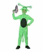 Groen alien verkleedkleding inclusief space gun voor kids