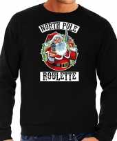 Grote maten foute kersttrui verkleedkleding northpole roulette zwart voor heren