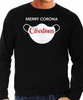 Grote maten merry corona christmas foute kersttrui verkleedkleding zwart voor heren