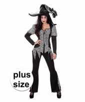 Halloween grote maat zwart wit heksen verkleedkleding voor dames