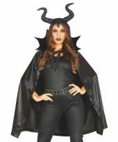 Halloween heks met hoorns halloween verkleedkleding cape voor dames