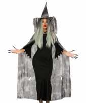 Halloween heksencape halloween verkleedkleding met hoed voor dames