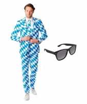 Heren verkleedkleding met beierse print maat 48 m met gratis zonnebr