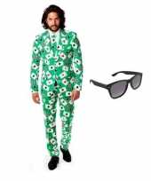 Heren verkleedkleding met kaarten print maat 56 3xl met gratis zonnebr