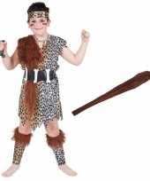 Holbewoner verkleedkleding maat l met knots voor kinderen