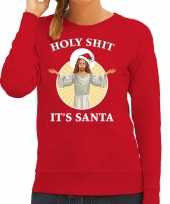 Holy shit its santa fout kerstsweater verkleedkleding rood voor dames