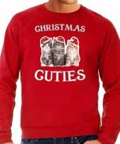Kitten kerst sweater verkleedkleding christmas cuties rood voor heren