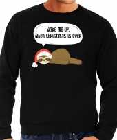 Luiaard kerstsweater verkleedkleding wake me up when christmas is over zwart voor heren