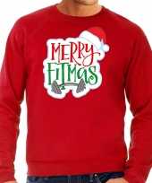 Merry fitmas kerstsweater verkleedkleding rood voor heren