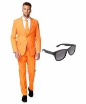 Oranje heren verkleedkleding maat 56 xxxl met gratis zonnebril