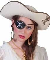 Piratenverkleedkleding accessoires witte piratenhoed met schedel