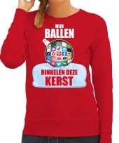 Rinkelende kerstbal sweater kerst verkleedkleding mijn ballen rinkelen deze kerst rood voor dames