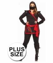Rood met zwart ninja verkleedkleding voor dames 10063866
