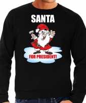 Santa for president kerst sweater kerst verkleedkleding zwart voor heren