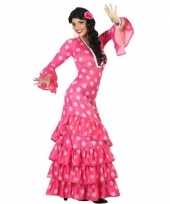 Spaanse flamencodanseres jurk roze verkleed verkleedkleding voor dames 10132418