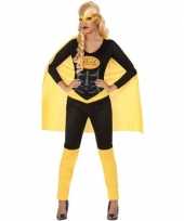 Superheld verkleed pak verkleedkleding zwart geel voor dames
