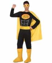 Superheld verkleed pak verkleedkleding zwart geel voor heren