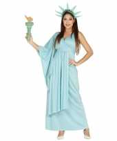 Verkleedkleding jurk vrijheidsbeeld blauw