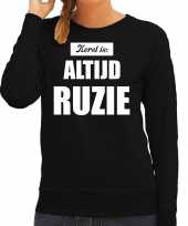 Zwarte foute kersttrui sweater kerst is altijd ruzie verkleedkleding dames